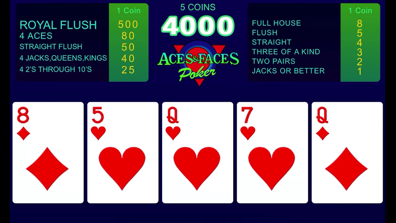 Video Poker Play Online Video Poker - Aces And Faces Video Poker